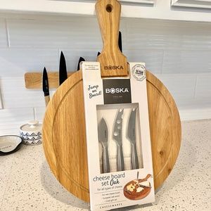 BOSKA Oak Cheese Board and Knives Set Wedding Hostess Party Gift Williams Sonoma